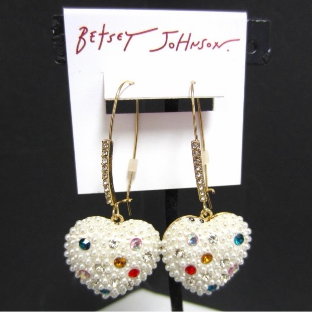 NWT Betsey Johnson Multi Colored Heart Earrings